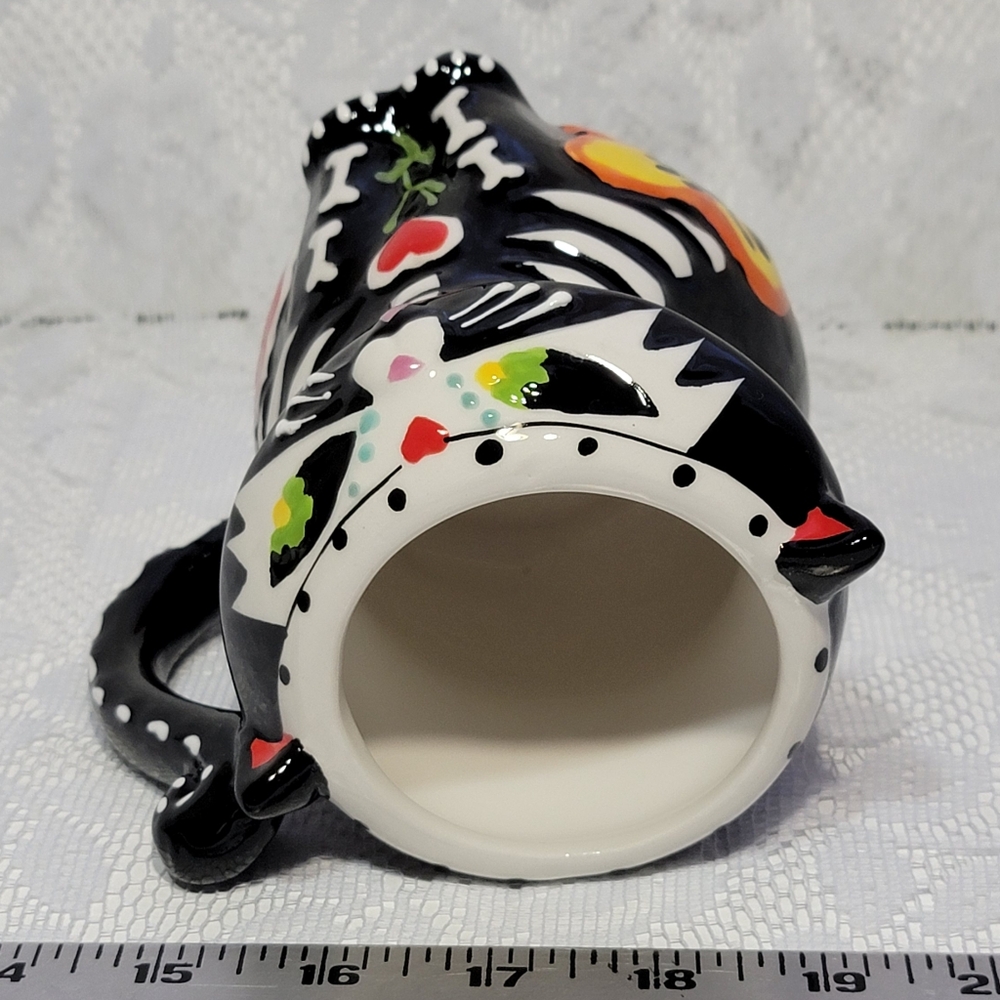 Day of the Dead Multi-colored Cat Shaped Cup Ceramic Coffee Mug Spectrum Designz - Picture 7 of 17